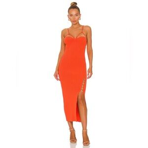 NICHOLAS Jules Ribbed Knit Dress, Revolve, Wallflower/Orange Size L New w/Tag
